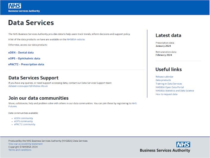 image showing the current version of the data services portal