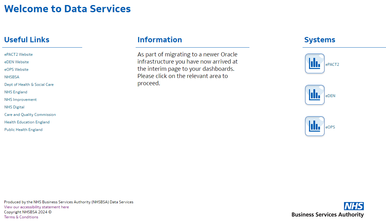 image showing the current version of the data services portal