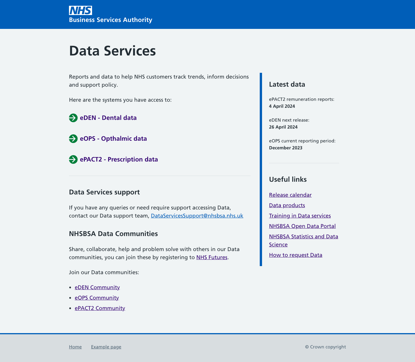 Image showing the future version of the data services portal with new NHS branding