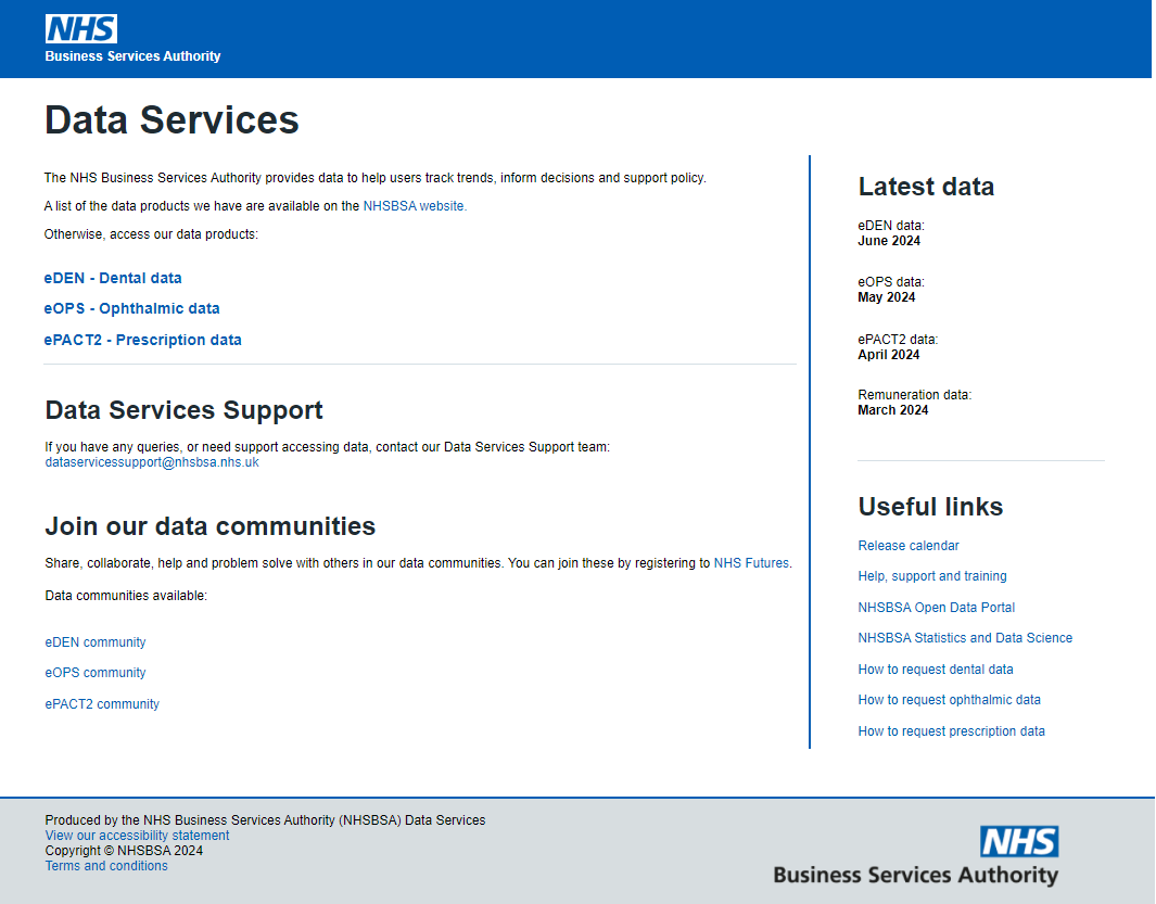 image showing the new version of the data services portal